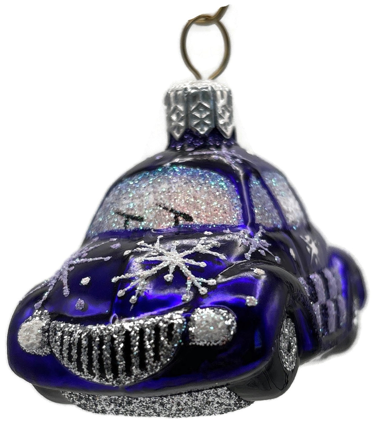 Patricia Breen Miniature Taxi Purple Snowflakes Christmas Ornament Signed 96311