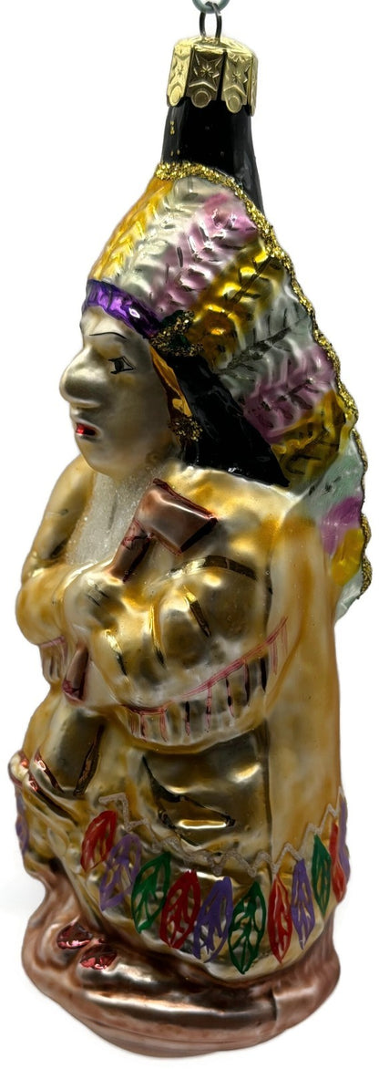 Christopher Radko Sitting Bull Indian Chief Glass Christmas Ornament 91 107 05