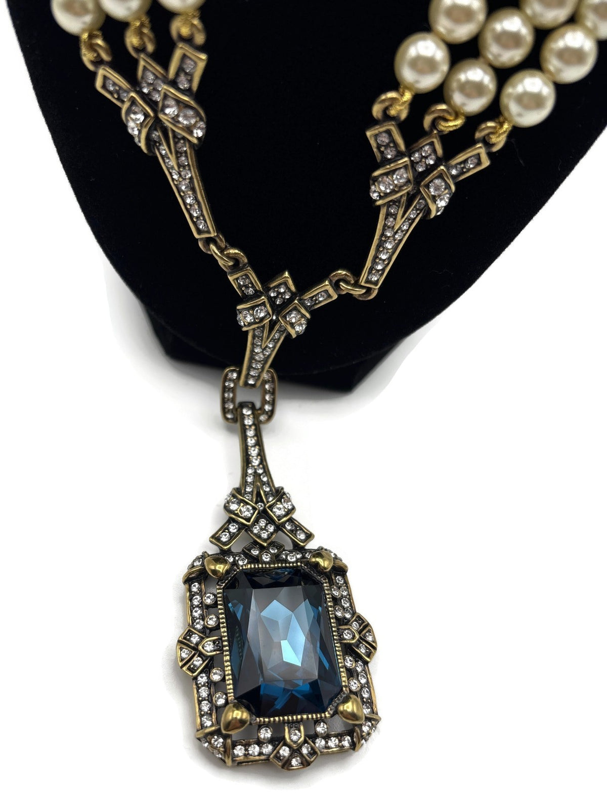 Heidi Daus Green With Envy Montana Blue Crystal 4 Strand Pearl-Look Necklace6