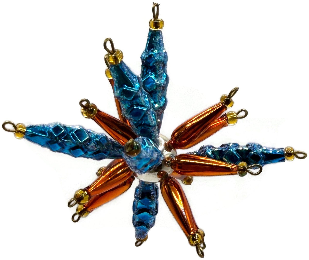 Christopher Radko Star Bright Blue Orange Beaded Christmas Ornament 99 391 01