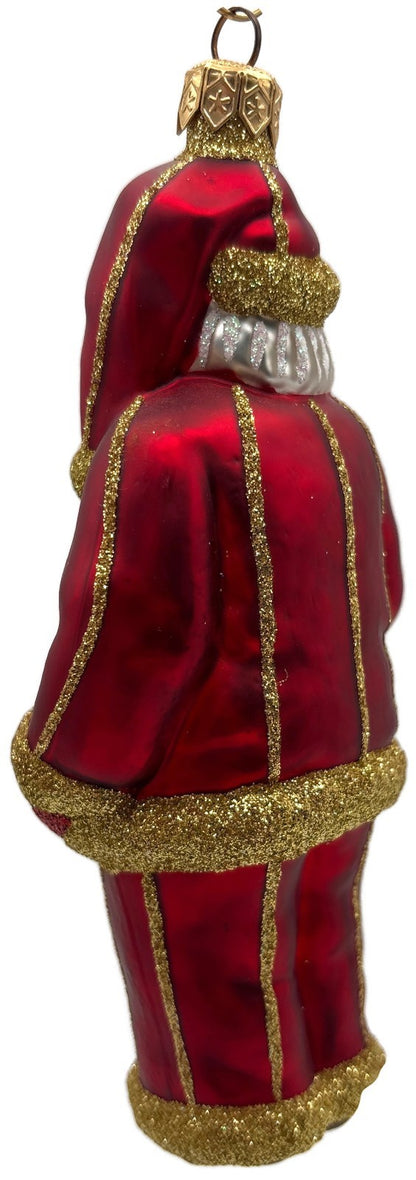 Patricia Breen Ring in the New Red Santa Gold Striped Christmas Ornament 97343