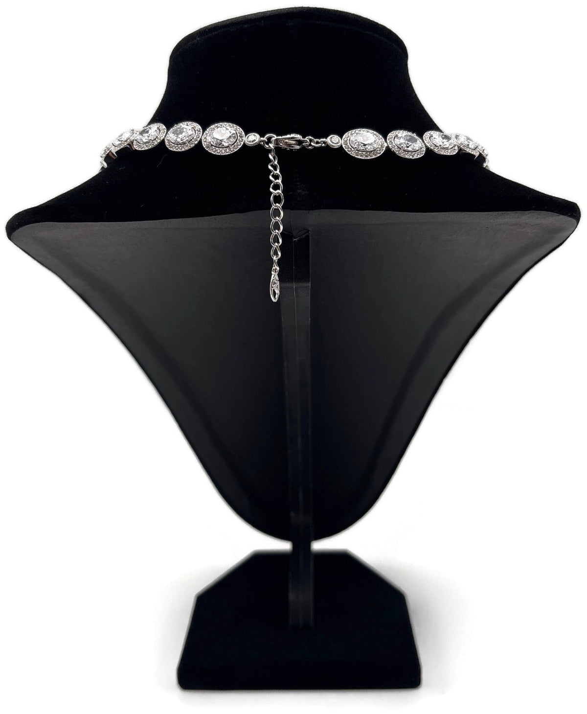 Nadri CZ Pear Drop Frontal Necklace Rhodium Halo Cubic Zirconia 16in4