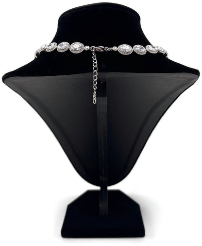 Nadri CZ Pear Drop Frontal Necklace Rhodium Halo Cubic Zirconia 16in4