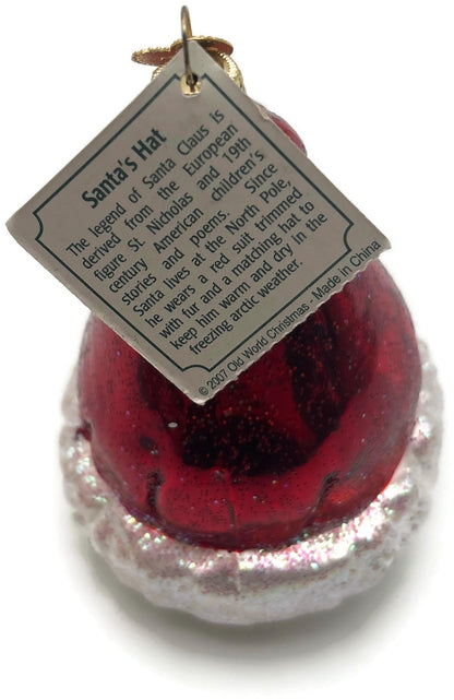 Old World Christmas Santa's Hat Red Glittered Merck Family Holiday Tree Ornament5