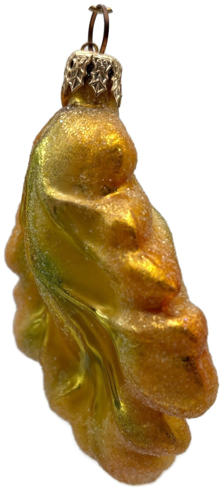 Christopher Radko Mini Oak Frost Yellow Leaf Glass Christmas Ornament 98 164 03