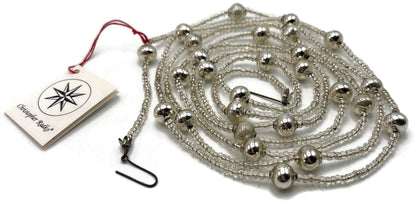 Christopher Radko Vintage Silver Mercury Glass Beaded Christmas Garland 70" Tag3