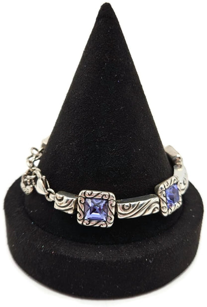 Brighton Regina Purple Amethyst Swarovski Crystal Silver Plated Heart Bracelet6