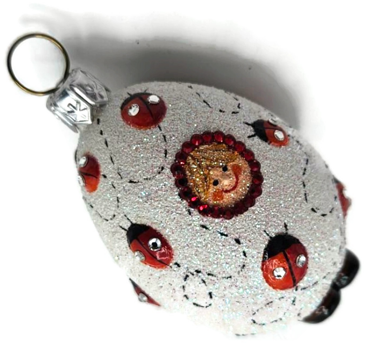 Patricia Breen Easter Egg Masquerade Ladybugs White Red Christmas Ornament 28166