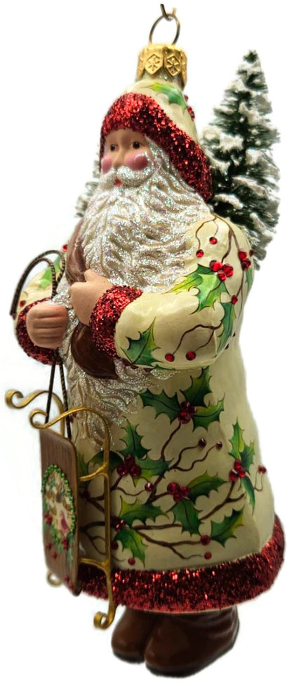 Patricia Breen Oakley Claus Cream Holly Santa Christmas Ornament 34327