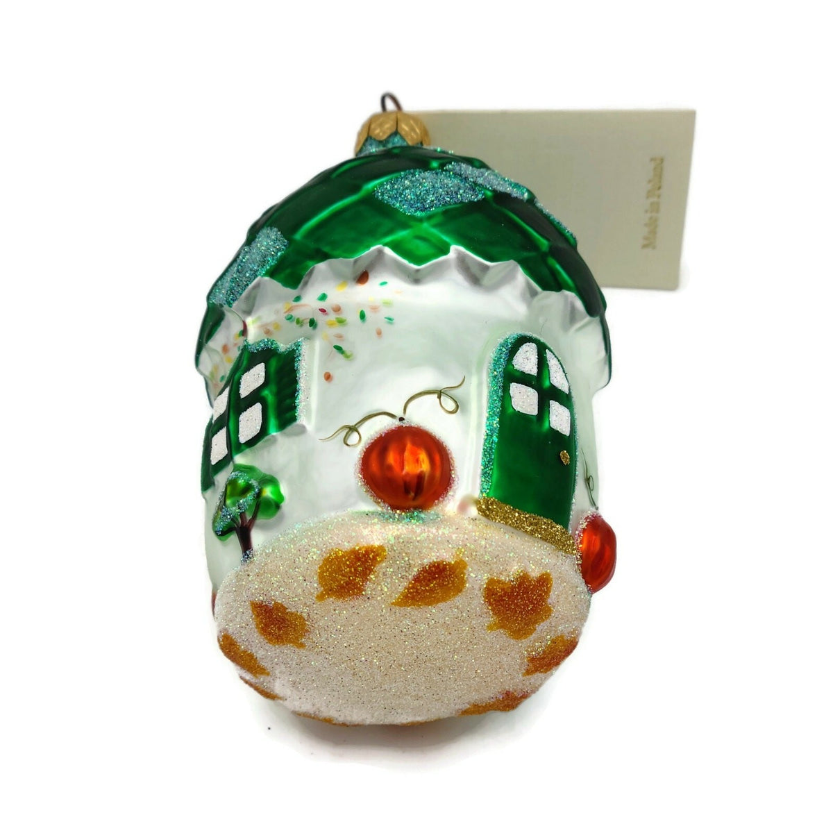 Patricia Breen Autumn Acorn House Green Falling Leaves Matte Fall Ornament 97026