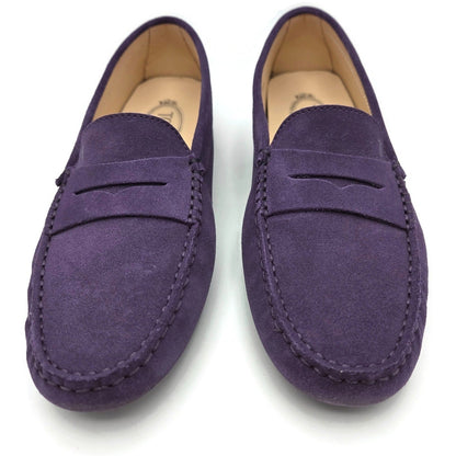 TOD'S Driving Moccasins Loafers Shoes Purple Suede Gommino Womens Size 39.52