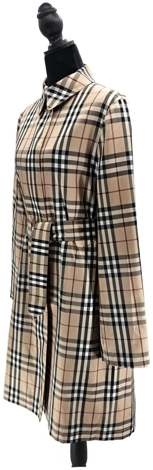 Burberry London Beige Check Belted Long Coat Women's Size 81