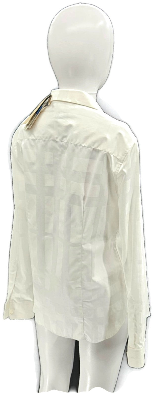Burberry London White Tonal Check Button Front Shirt Women's Size 8 NWT5