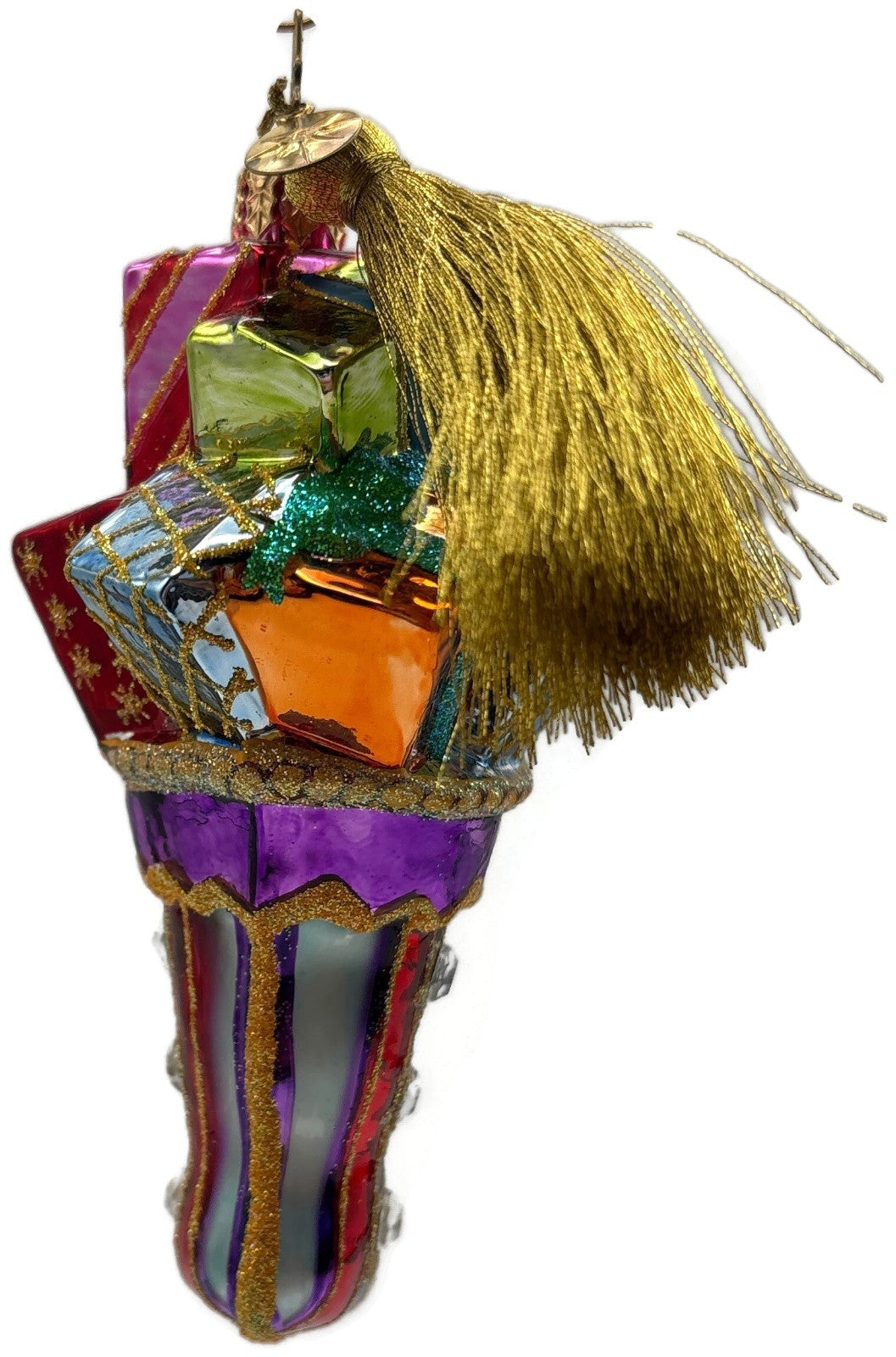 Christopher Radko Tasselet Trim Gifts Stocking Glass Christmas Ornament 30117473