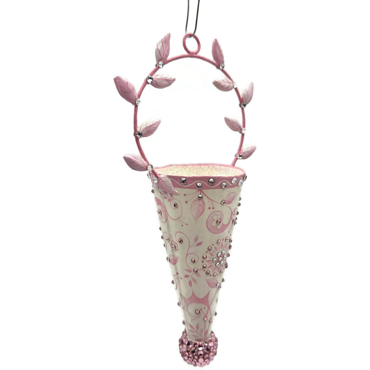 Patricia Breen Christmas Cornucopia Chinoiserie Pink Basket Spring Ornament 32439