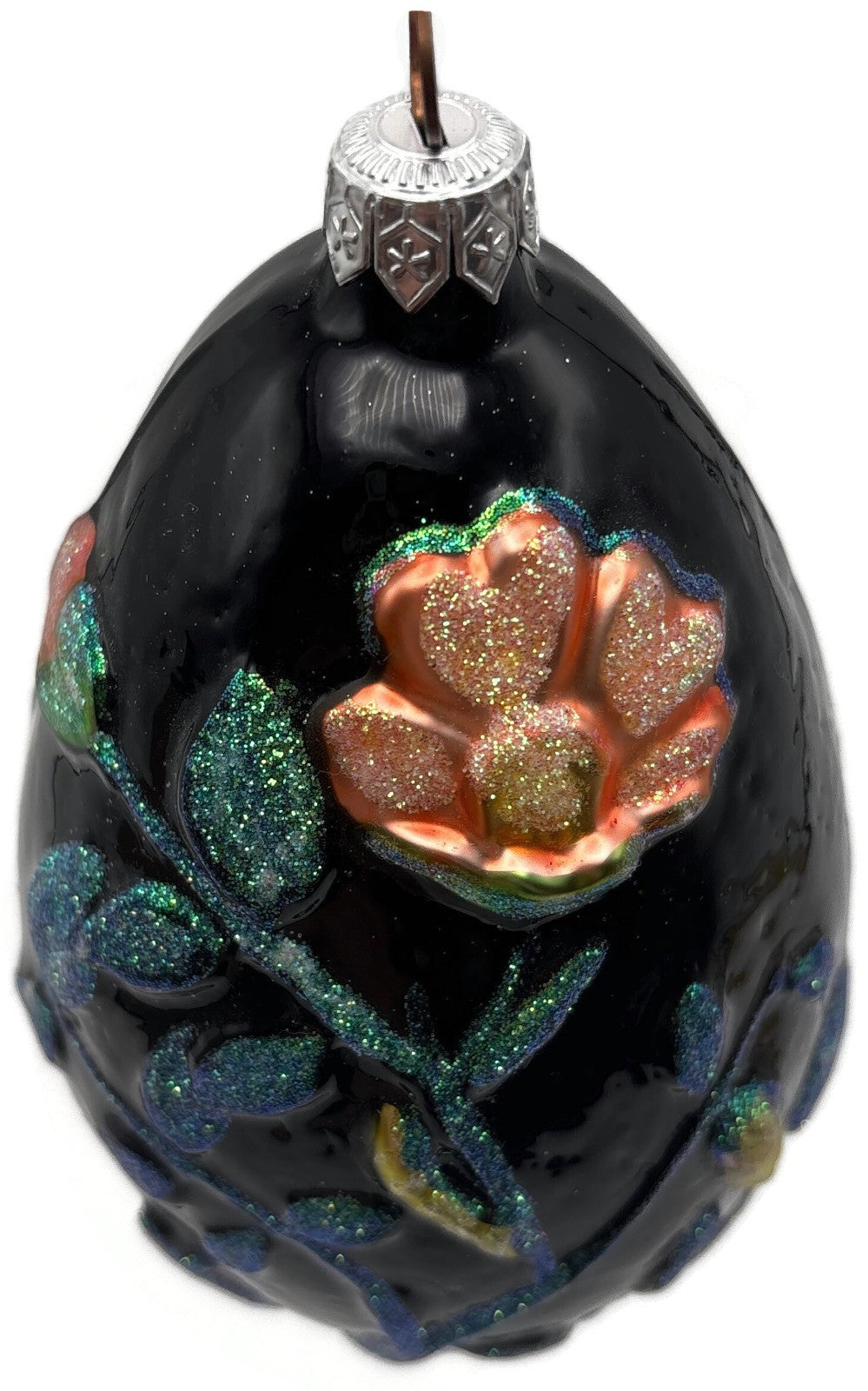 Patricia Breen 1996 Chrysalis Egg Black Floral Limited Easter Ornament 96081