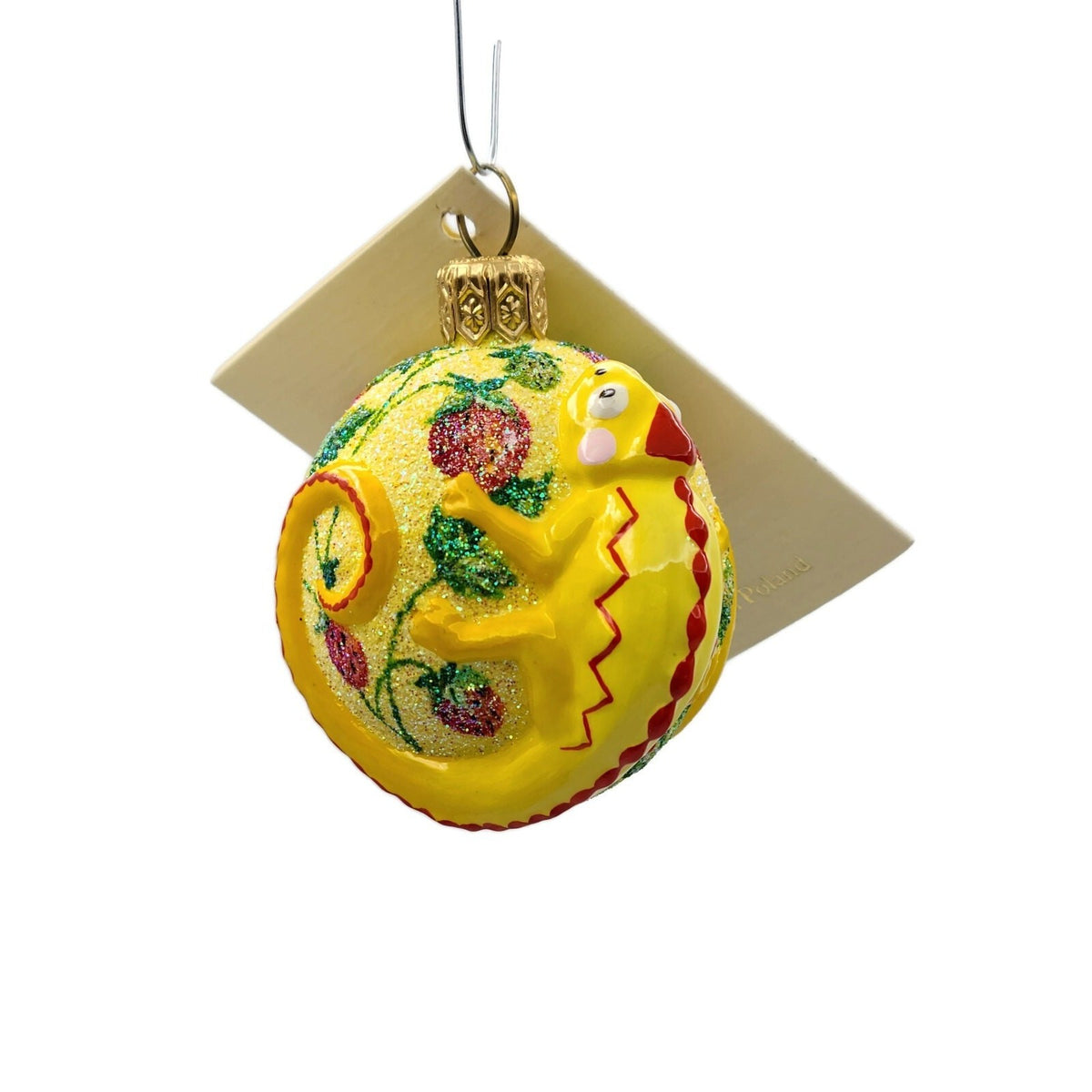 Patricia Breen For James Twice Strawberry Yellow Chameleon Spring Ornament 25812