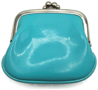 TIFFANY & CO Tiffany Blue Patent Leather Kiss Lock Coin Purse Wallet Pouch Box0