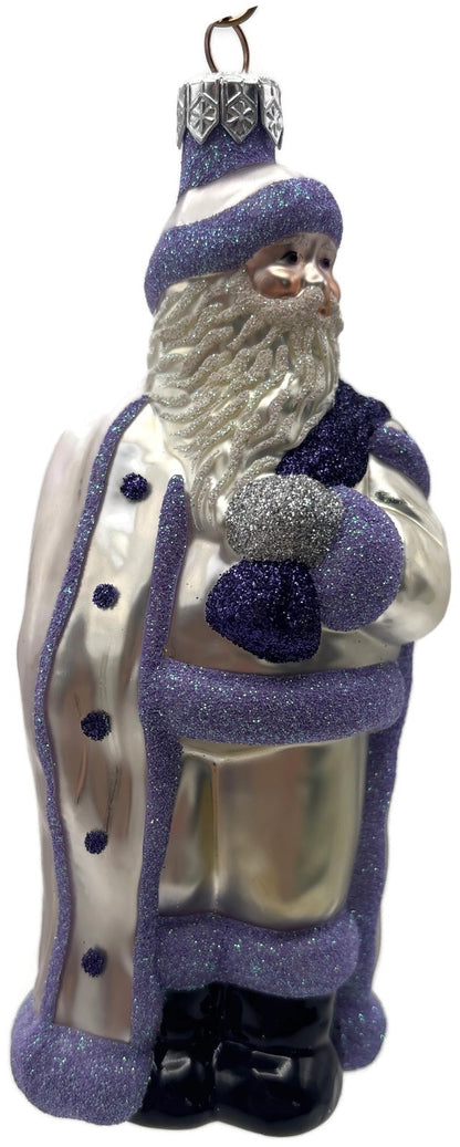 Patricia Breen Jordan Santa Purple Lavender Glass Christmas Tree Ornament 98237