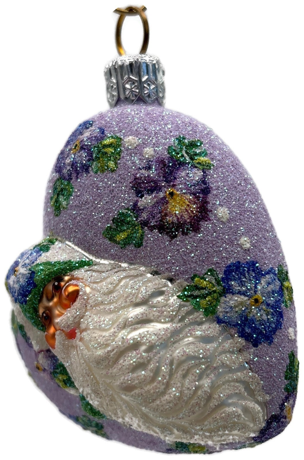 Patricia Breen Never Forget Pansies Lavender Heart Santa Christmas Ornament 25362