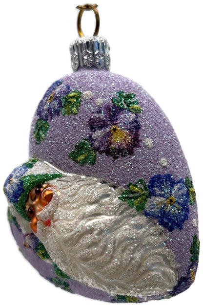 Patricia Breen Never Forget Pansies Lavender Heart Santa Christmas Ornament 25362