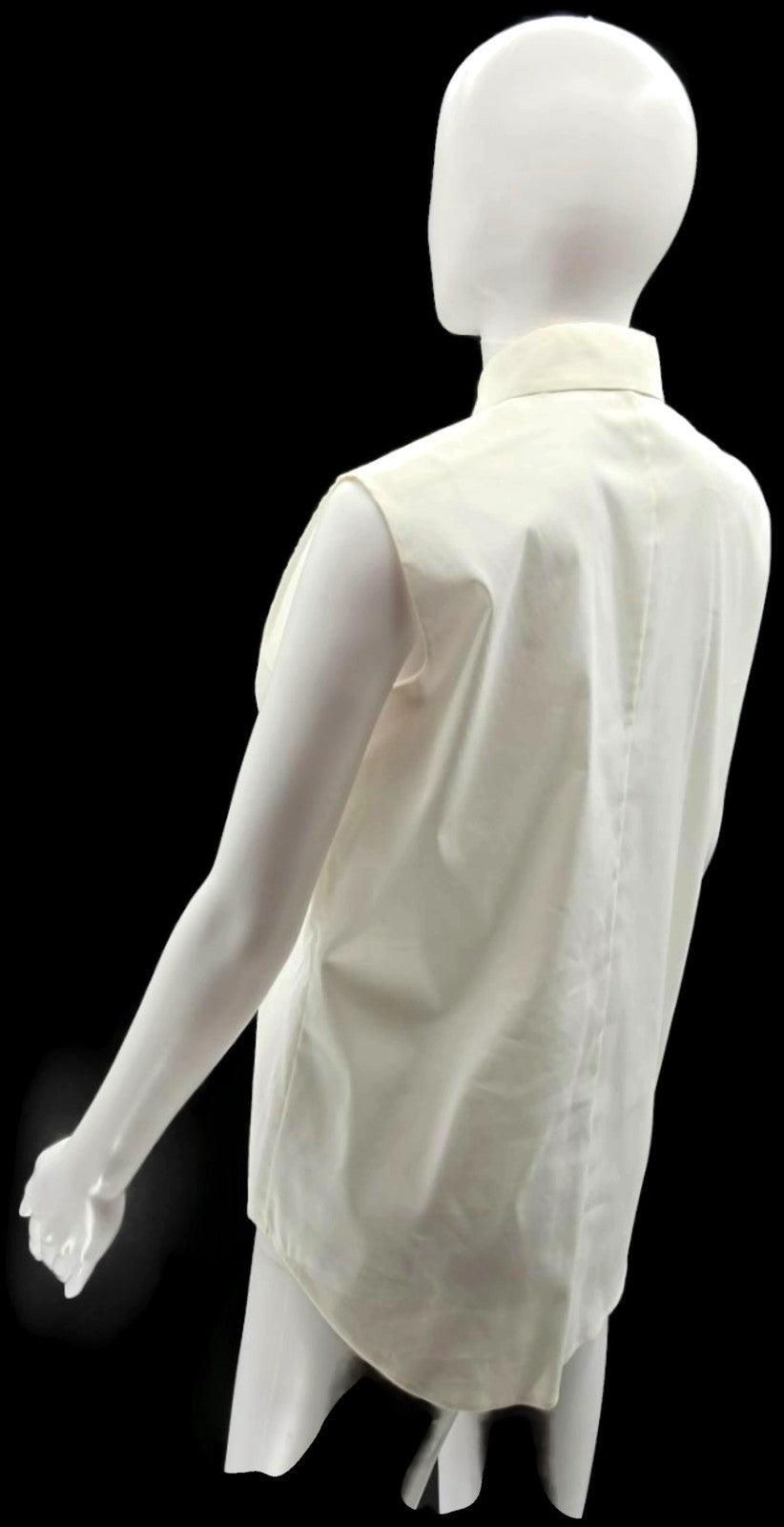 BOSS Hugo Boss Ivory Ruffle Button Front Sleeveless Blouse Women's US 6 Poland5