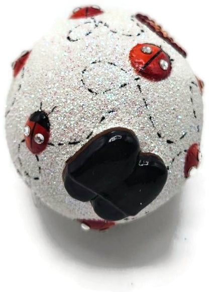 Patricia Breen Easter Egg Masquerade Ladybugs White Red Christmas Ornament 28165