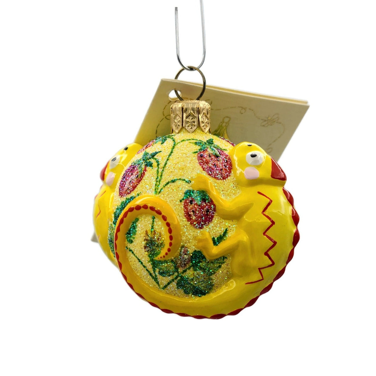 Patricia Breen For James Twice Strawberry Yellow Chameleon Spring Ornament 25813