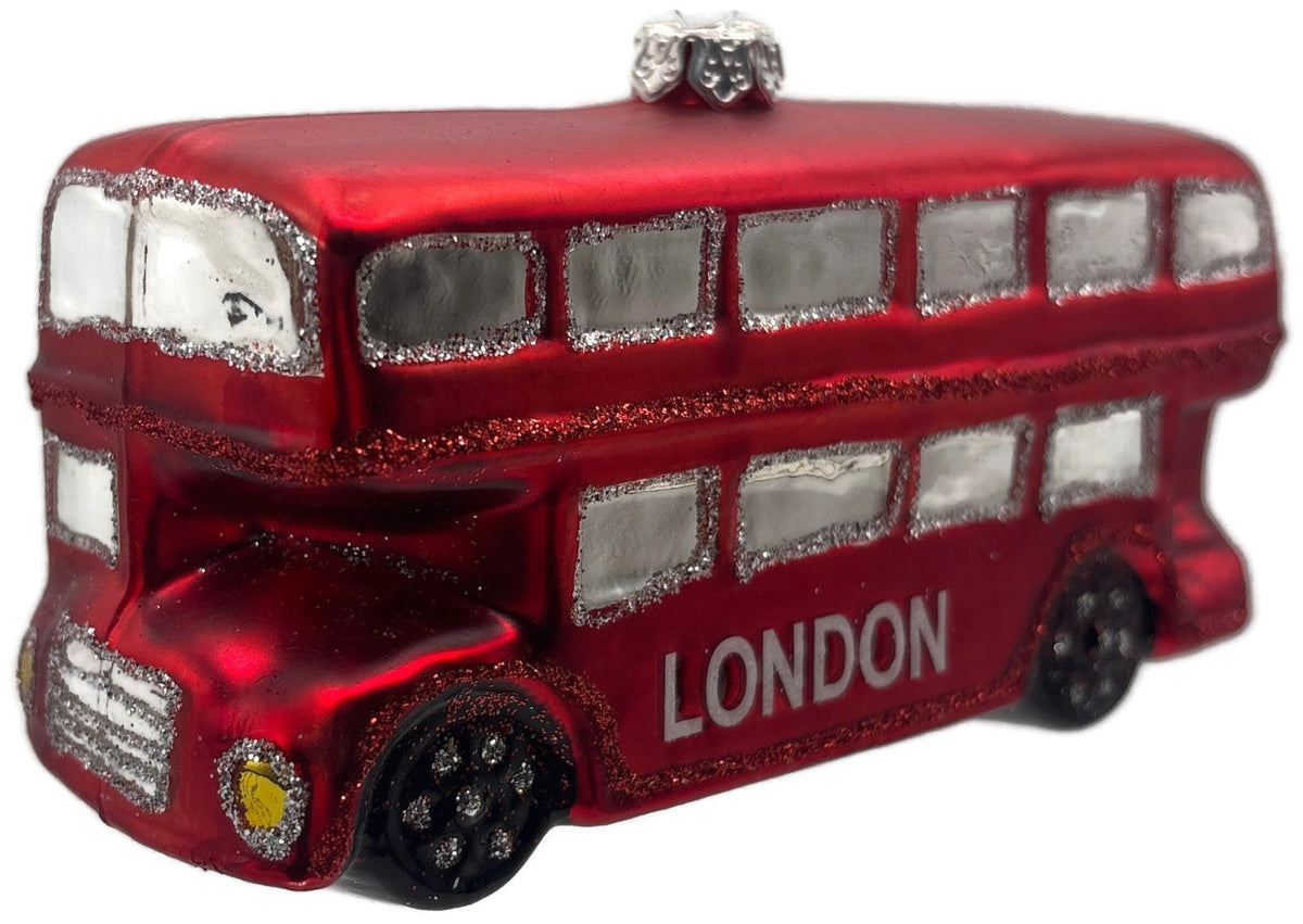 St Nicholas Square London Double Decker Bus Red Glass Christmas Ornament0