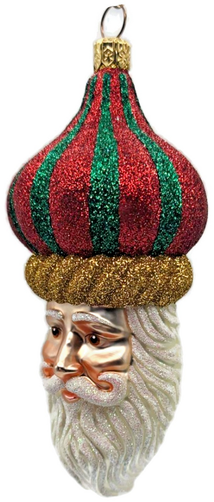 Patricia Breen Carnival Noel Red Green Santa Claus Head Christmas Ornament 21041