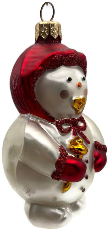 Patricia Breen Snowbaby Red Snowflakes Glass Snowman Christmas Ornament 99361
