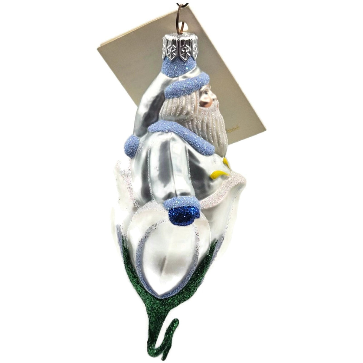 Patricia Breen Bluebell Santa Glittered Snowflake Spring Christmas Ornament 99954