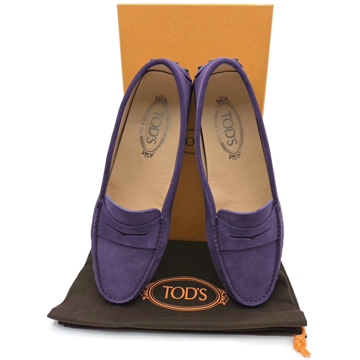 TOD'S Driving Moccasins Loafers Shoes Purple Suede Gommino Womens Size 39.50