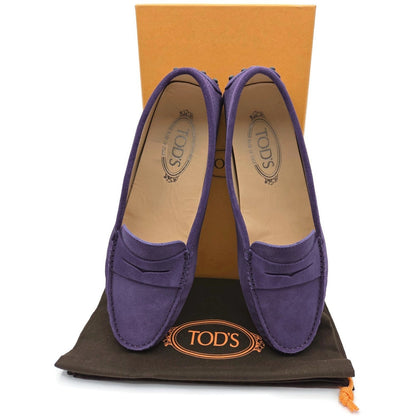 TOD'S Driving Moccasins Loafers Shoes Purple Suede Gommino Womens Size 39.50