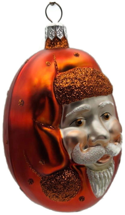 Patricia Breen Jelly Bean Santa Orange Matte Glitter Dots Holiday Ornament 99161