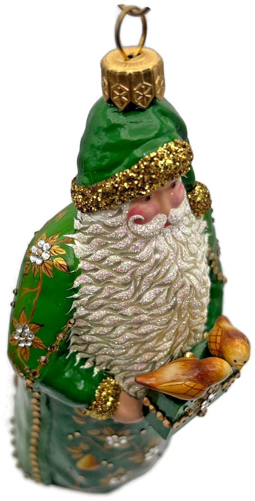 Patricia Breen 2014 Santa for Yaly Partridge Pear Green Gold Ornament 34401