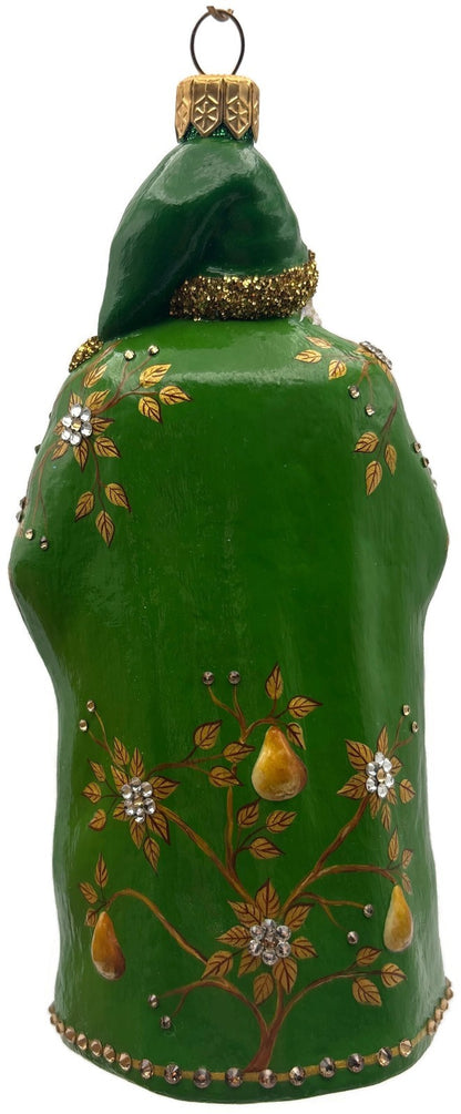 Patricia Breen 2014 Santa for Yaly Partridge Pear Green Gold Ornament 34404