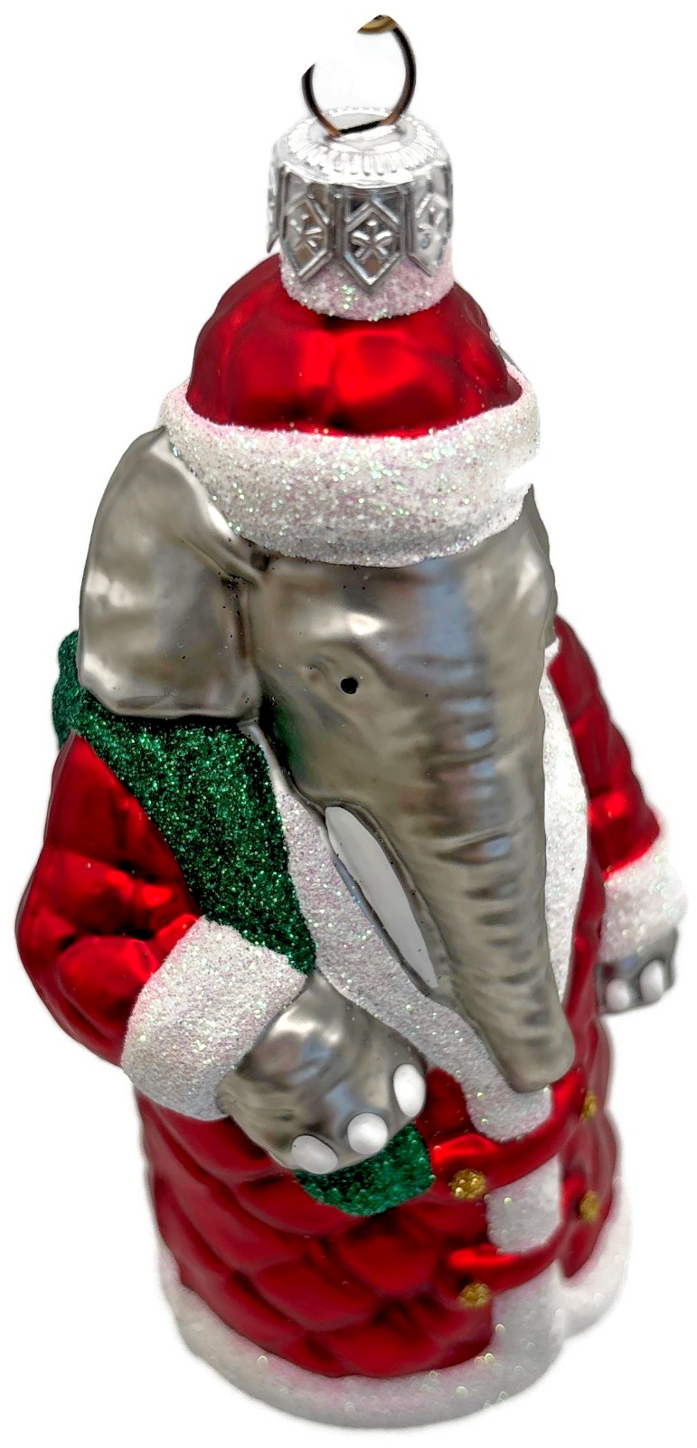 Patricia Breen Christmas at the Zoo Glittered Bag Elephant Santa Ornament 97087