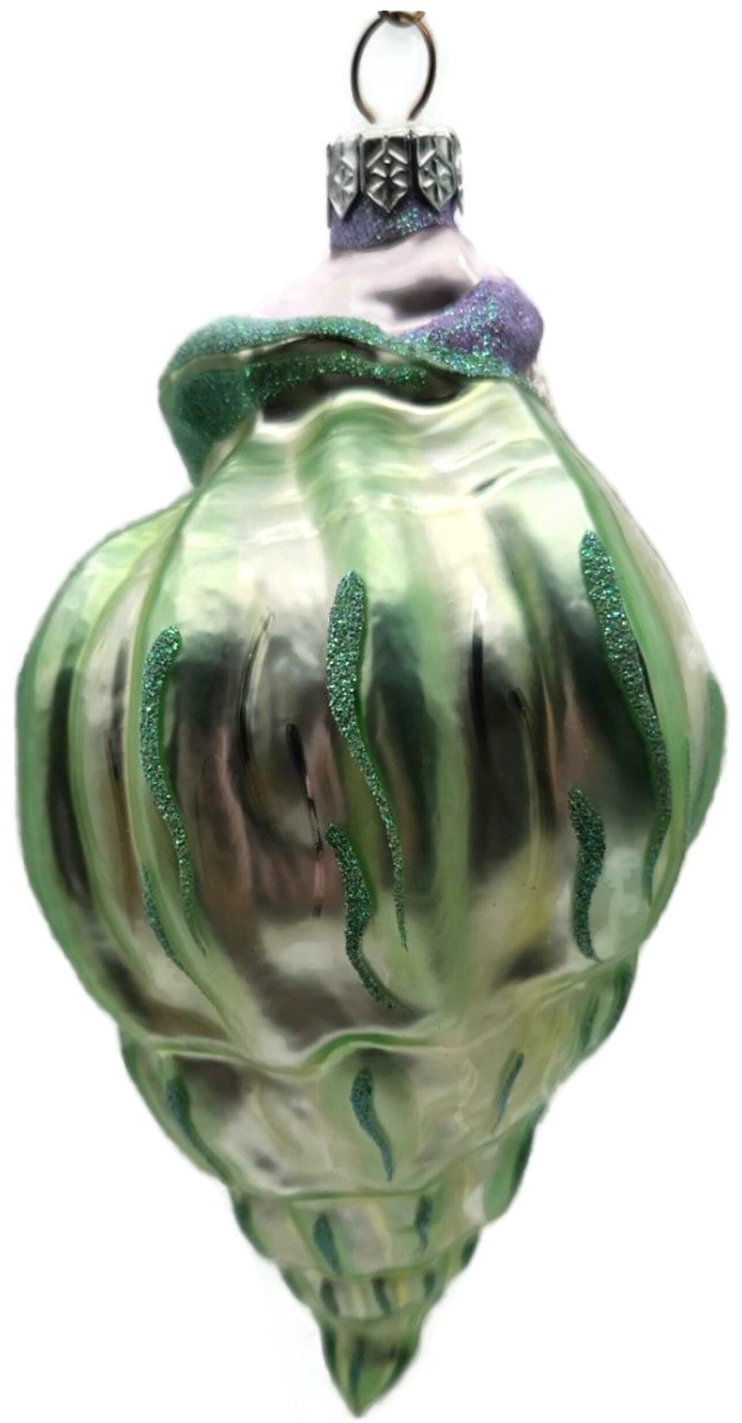 Patricia Breen Coastal Santa Green Lavender Purple Mitten Nautical Ornament 97107