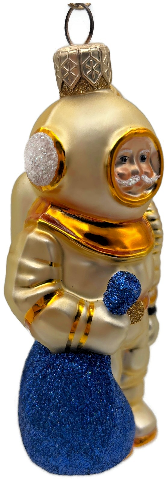 Patricia Breen Santa for Dan Gold Blue Bag Nautical Christmas Ornament 99305