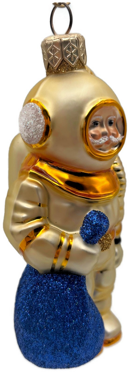 Patricia Breen Santa for Dan Gold Blue Bag Nautical Christmas Ornament 99305