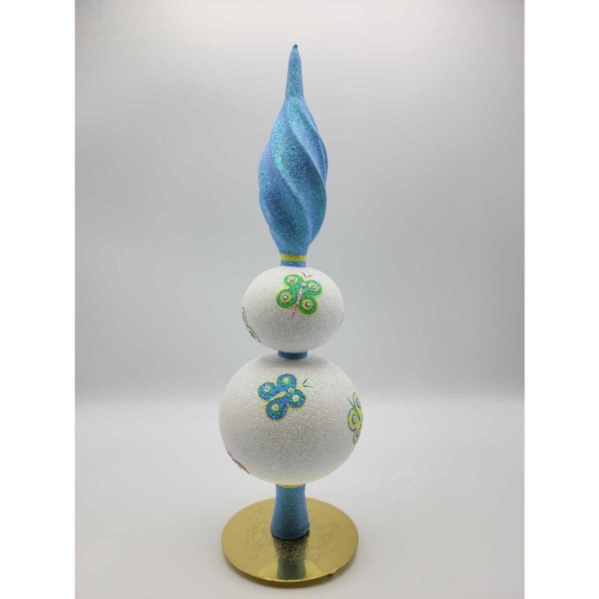 Patricia Breen Butterfly Finial 2 Ball Spring Glass Christmas Tree Topper 9900WA9