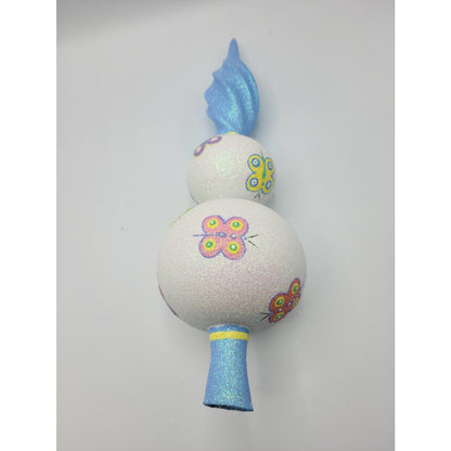 Patricia Breen Butterfly Finial 2 Ball Spring Glass Christmas Tree Topper 9900WA12