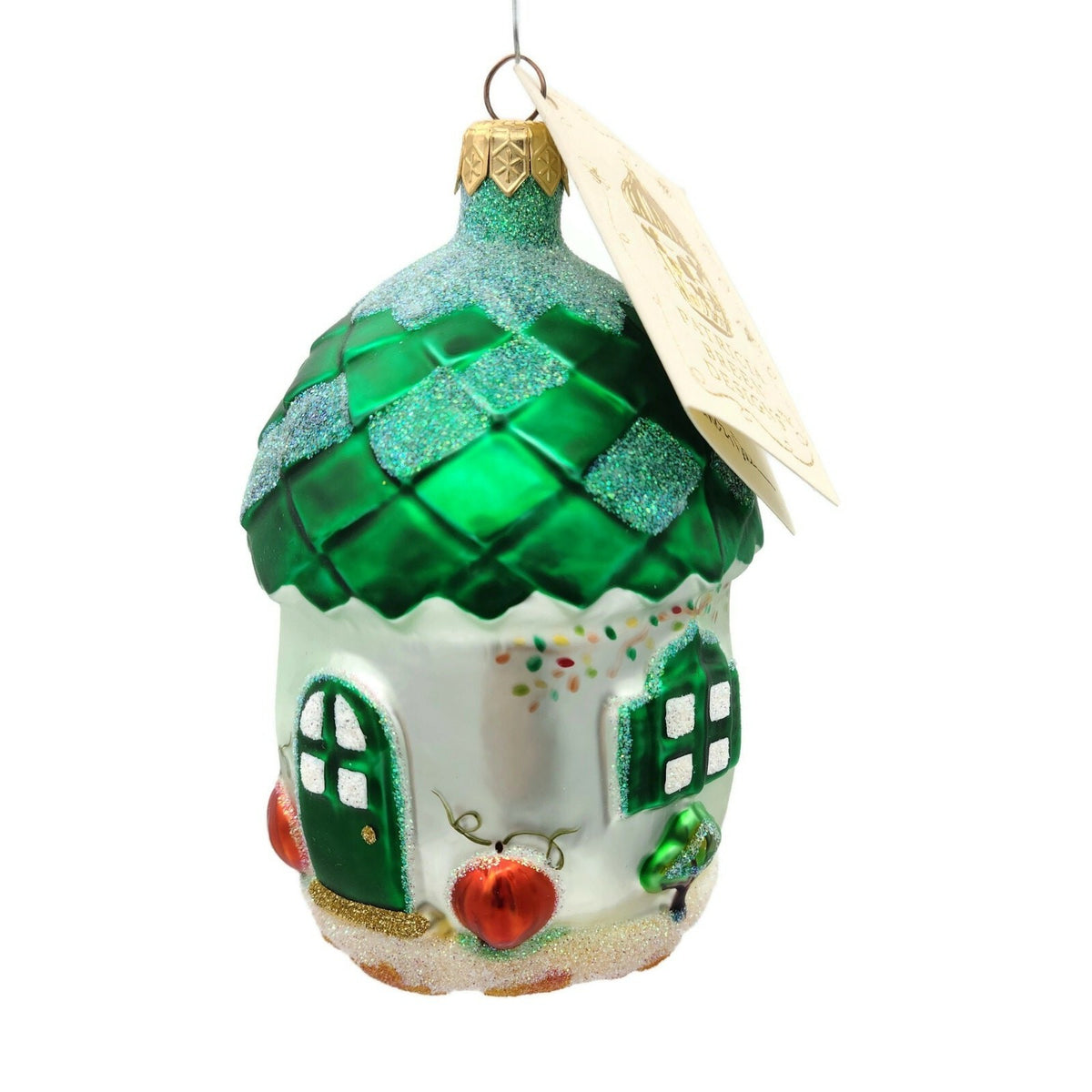 Patricia Breen Autumn Acorn House Green Falling Leaves Matte Fall Ornament 97025