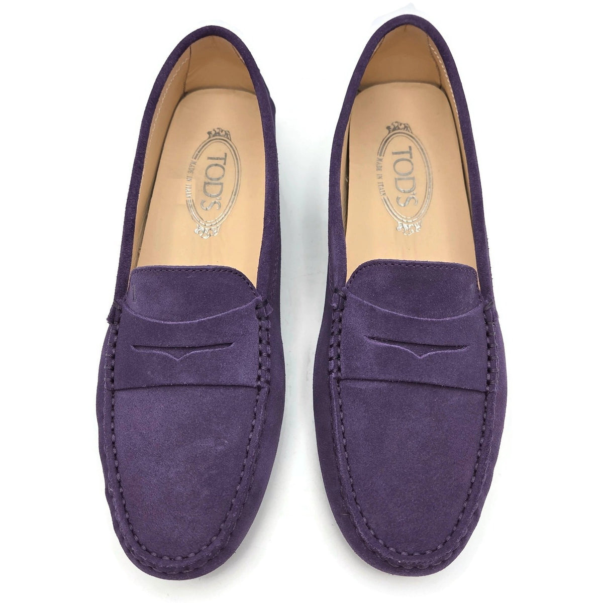TOD'S Driving Moccasins Loafers Shoes Purple Suede Gommino Womens Size 39.53