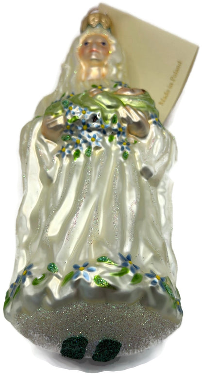 Patricia Breen Bountiful Madonna Flowers Pearl White Christmas Ornament 97068