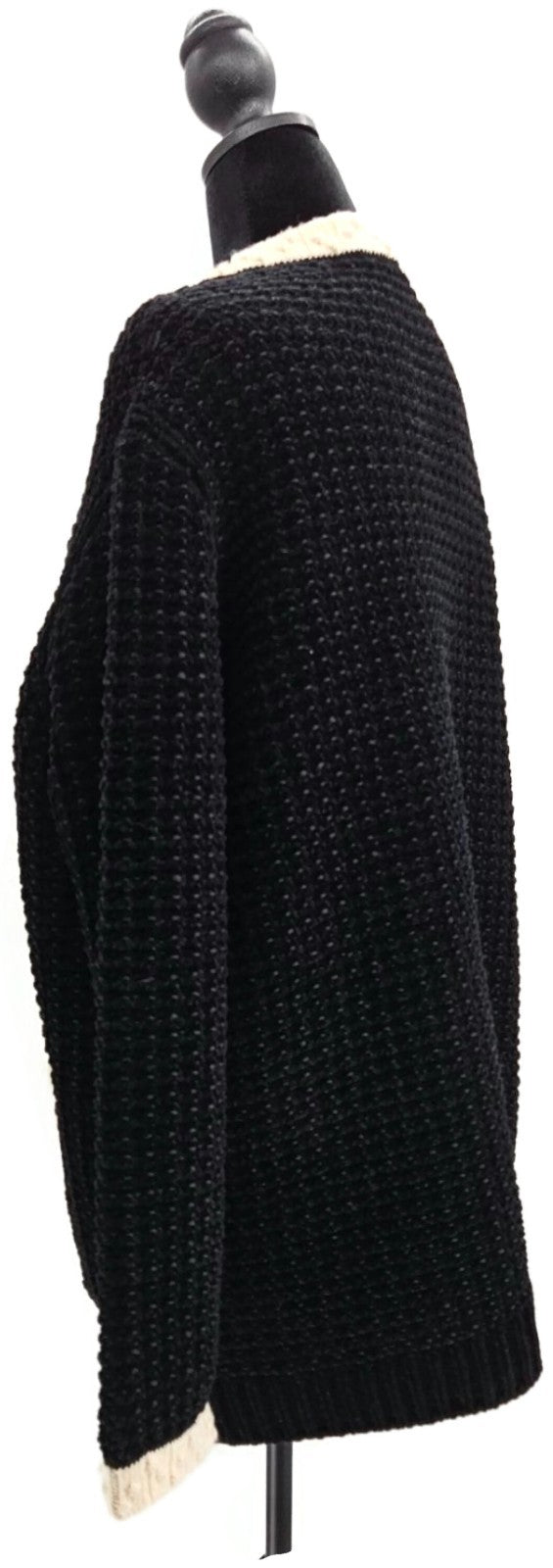 CHANEL Black White Wool Blend CC Button Cardigan Size 442