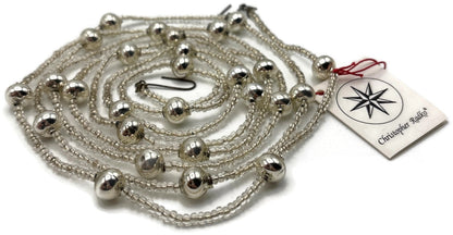 Christopher Radko Vintage Silver Mercury Glass Beaded Christmas Garland 70" Tag1