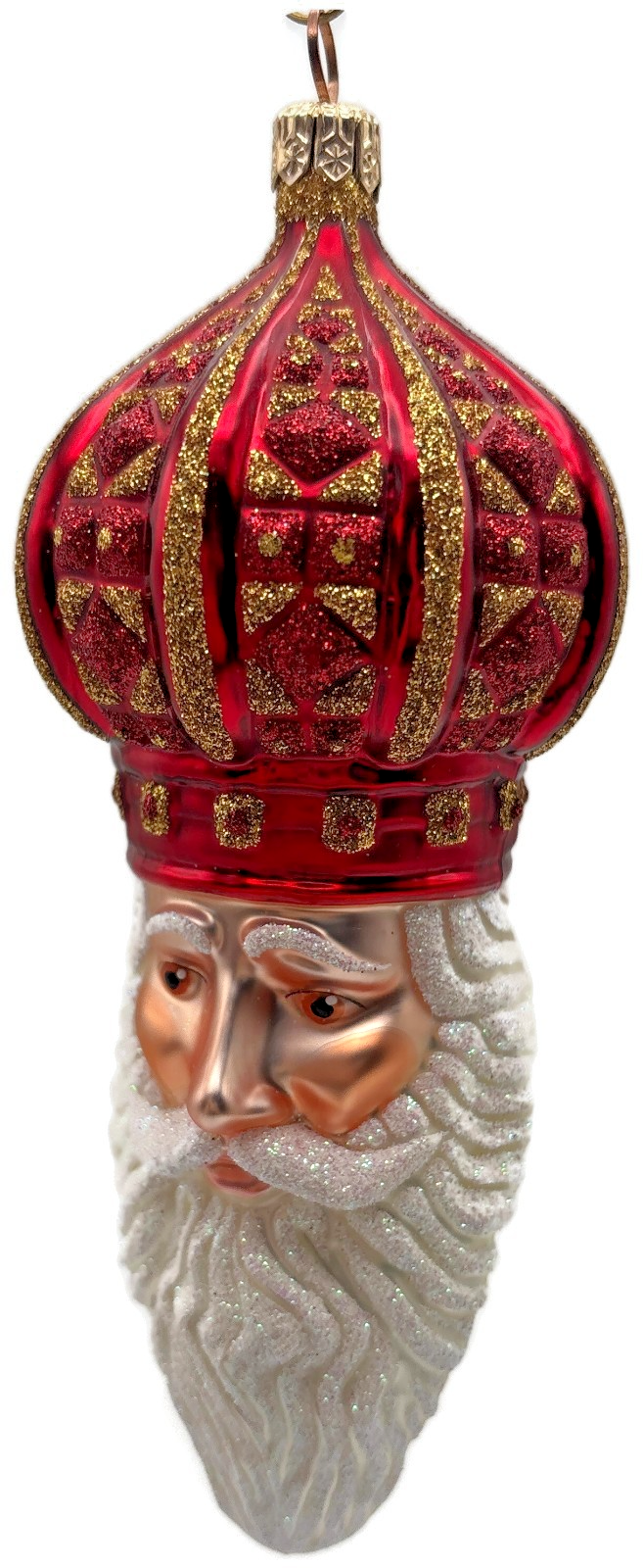 Patricia Breen 2001 Bijoux Noel Red Gold Santa Head Christmas Ornament 21017