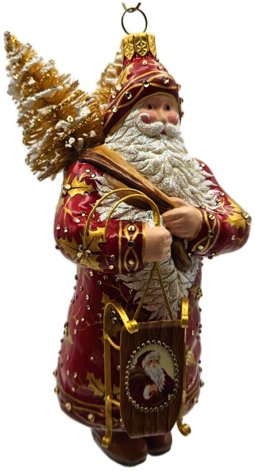 Patricia Breen Oakley Claus Red Gold Holly Santa Christmas Ornament 34321